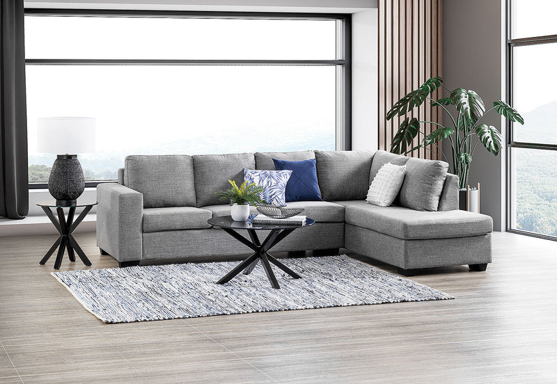 BONZA FABRIC CORNER LOUNGE WITH RHF CHAISE GREY