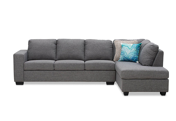 BONZA FABRIC CORNER LOUNGE WITH RHF CHAISE GREY