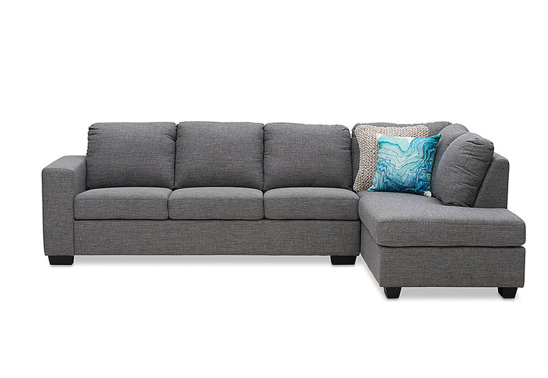 BONZA FABRIC CORNER LOUNGE WITH RHF CHAISE GREY
