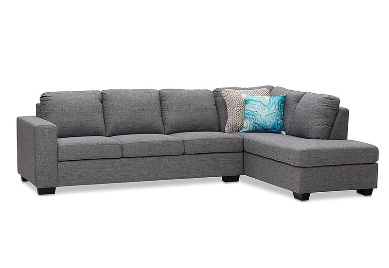 BONZA FABRIC CORNER LOUNGE WITH RHF CHAISE GREY