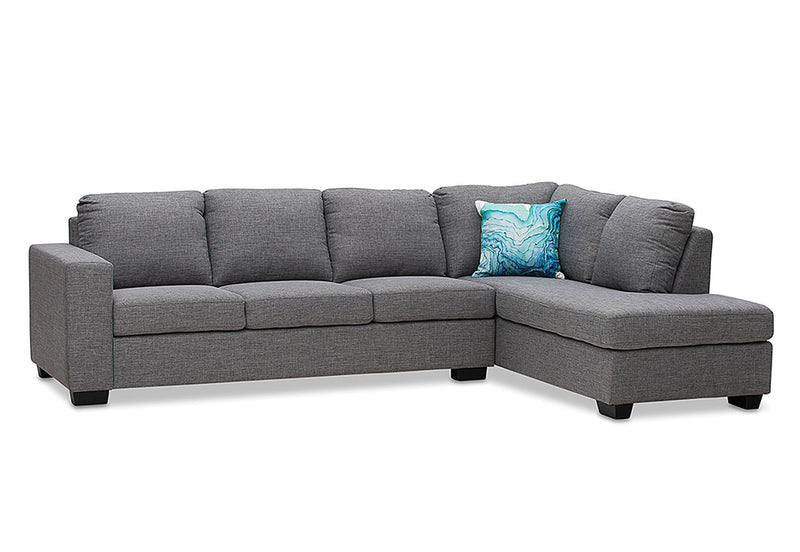 BONZA FABRIC CORNER LOUNGE WITH RHF CHAISE GREY