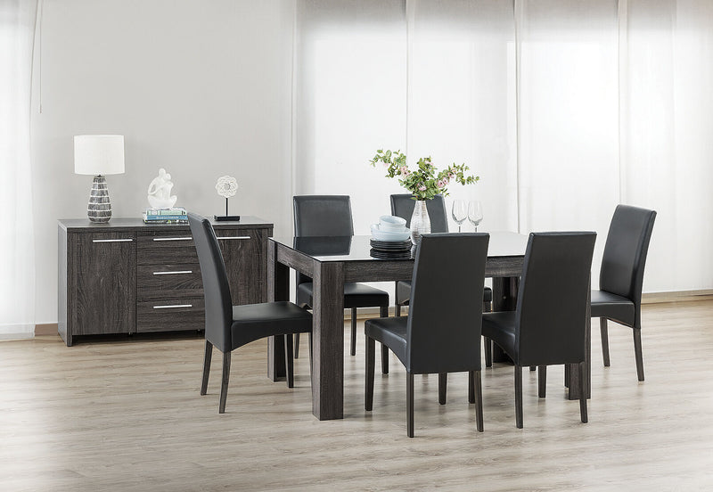 SUMMIT 7 PIECE DINING SUITE  BLACK/CHARCOAL