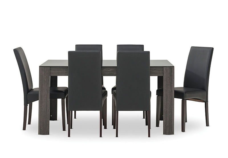 SUMMIT 7 PIECE DINING SUITE  BLACK/CHARCOAL