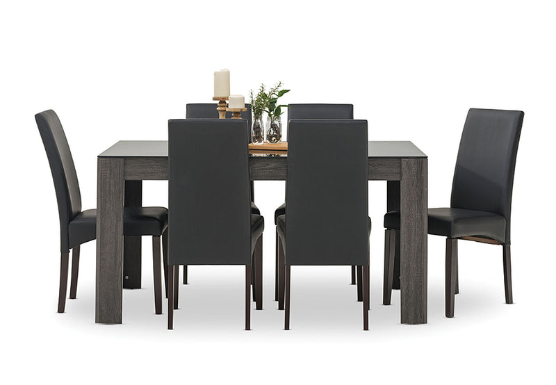 SUMMIT 7 PIECE DINING SUITE  BLACK/CHARCOAL