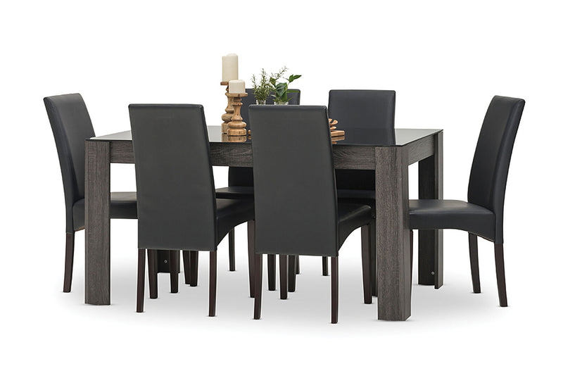 SUMMIT 7 PIECE DINING SUITE  BLACK/CHARCOAL