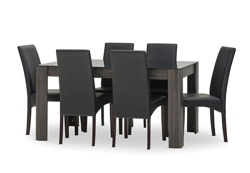 SUMMIT 7 PIECE DINING SUITE  BLACK/CHARCOAL