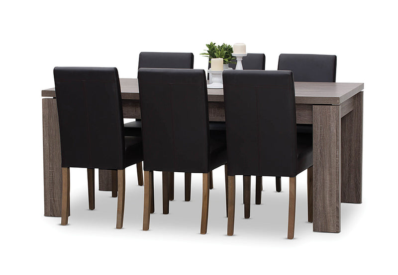 MAJESTY AND TRIUMPH 7 PIECE DINING SUITE  CHOCOLATE