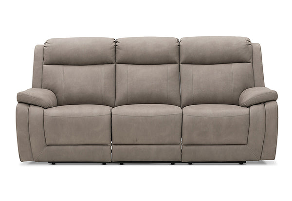 SAN MARCO FABRIC 3 SEATER SOFA WITH 2 INBUILT RECLINERS STONE