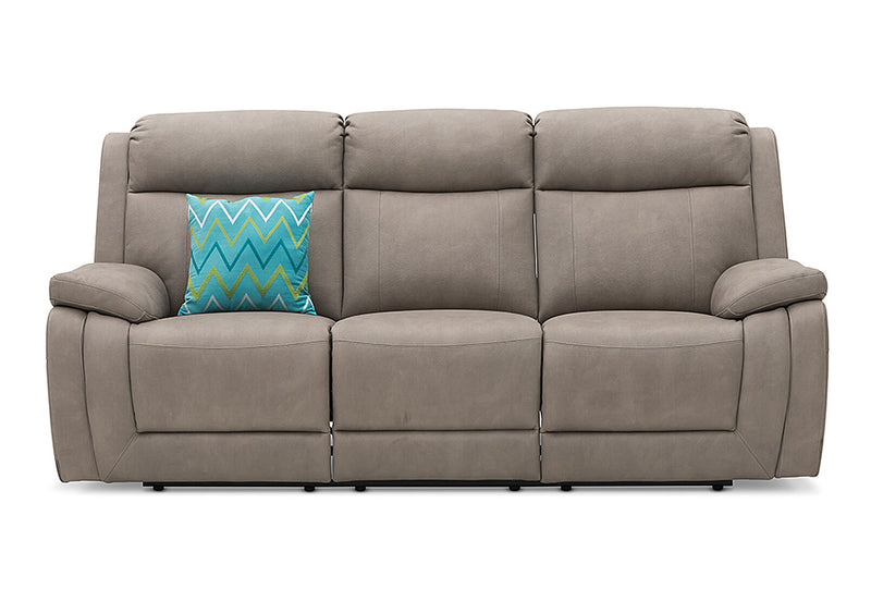 SAN MARCO FABRIC 3 SEATER SOFA WITH 2 INBUILT RECLINERS STONE