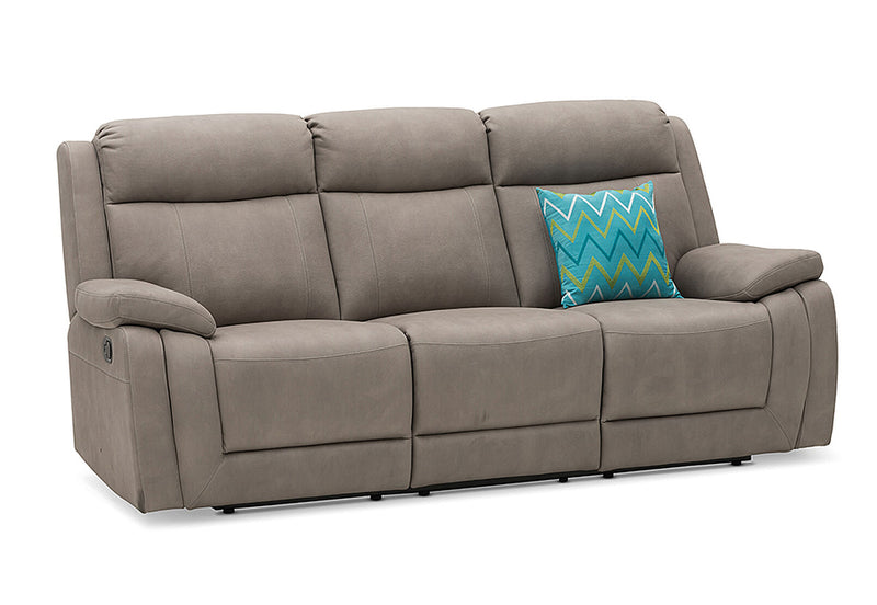SAN MARCO FABRIC 3 SEATER SOFA WITH 2 INBUILT RECLINERS STONE