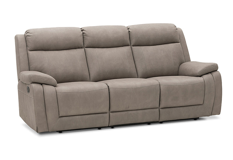 SAN MARCO FABRIC 3 SEATER SOFA WITH 2 INBUILT RECLINERS STONE