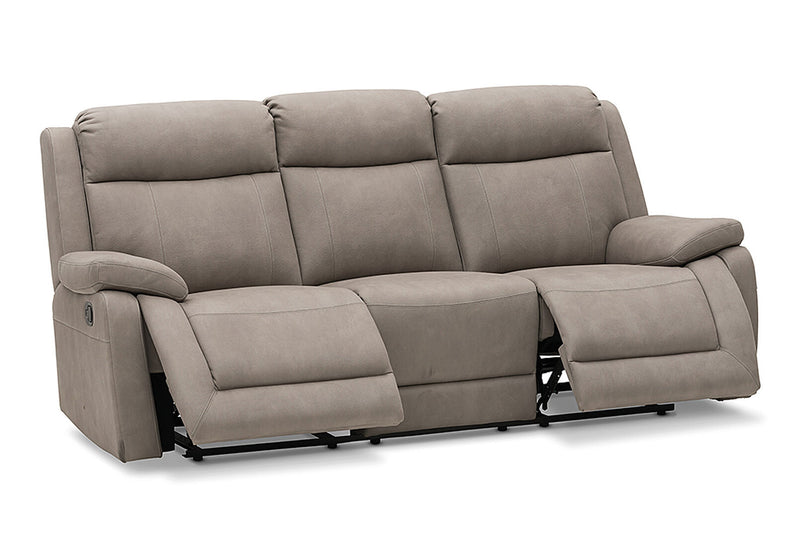 SAN MARCO FABRIC 3 SEATER SOFA WITH 2 INBUILT RECLINERS STONE