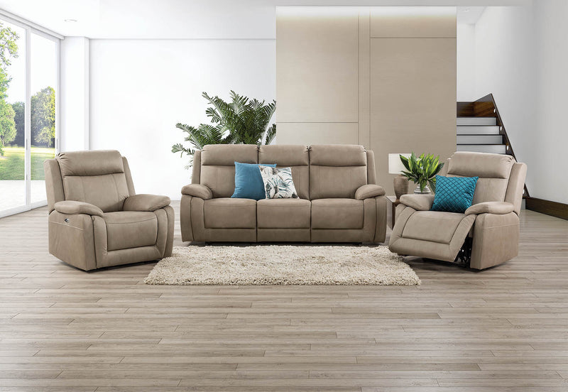 SAN MARCO FABRIC 3 PIECE RECLINER SUITE STONE