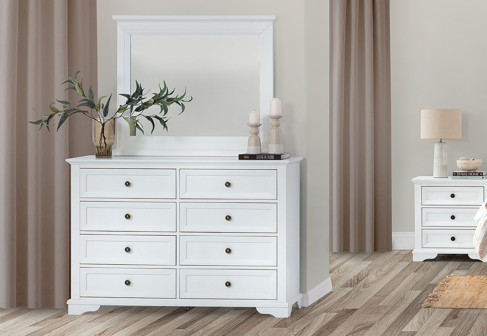 CHANELLE DRESSER WITH MIRROR WHITE