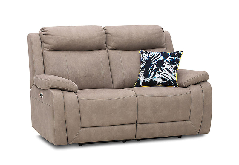 SAN MARCO FABRIC 2 SEATER SOFA WITH ELECTRIC RECLINERS STONE