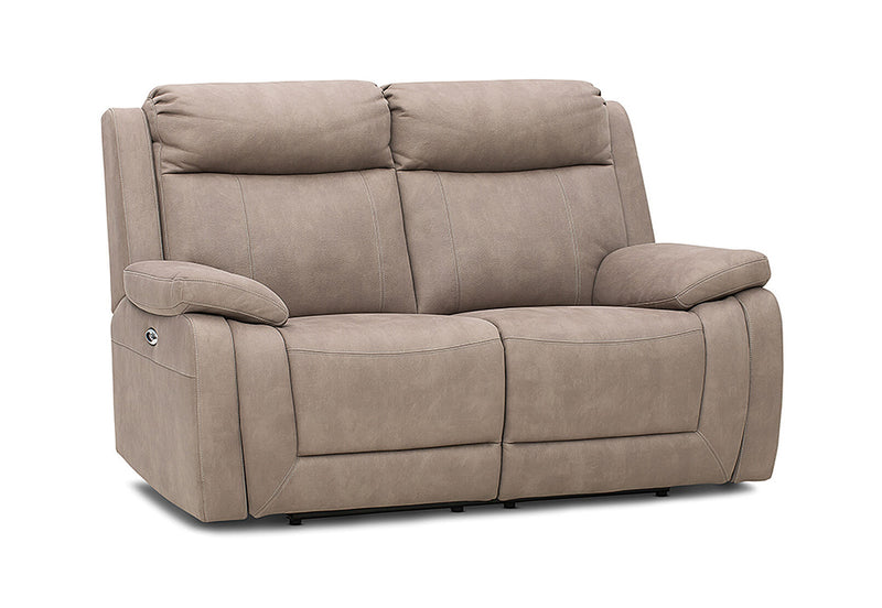 SAN MARCO FABRIC 2 SEATER SOFA WITH ELECTRIC RECLINERS STONE