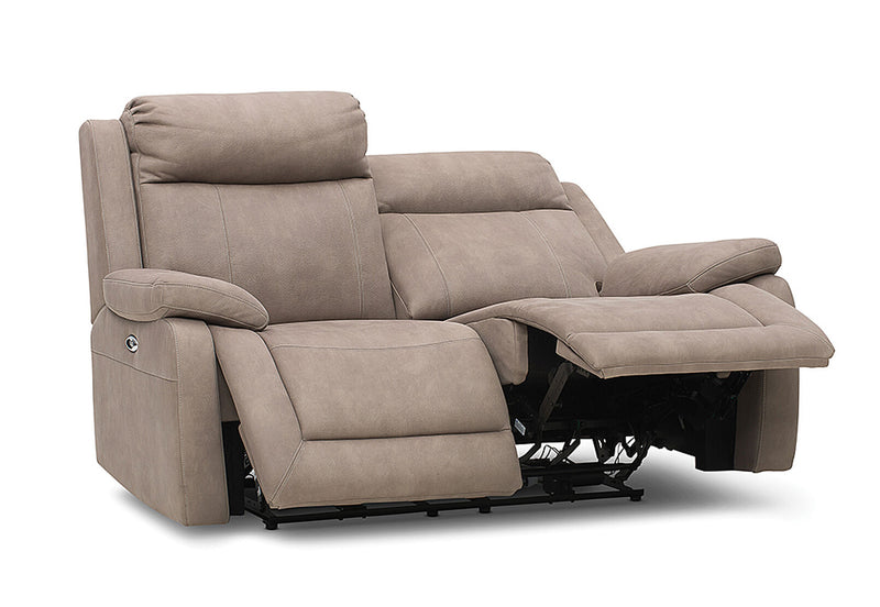 SAN MARCO FABRIC 2 SEATER SOFA WITH ELECTRIC RECLINERS STONE