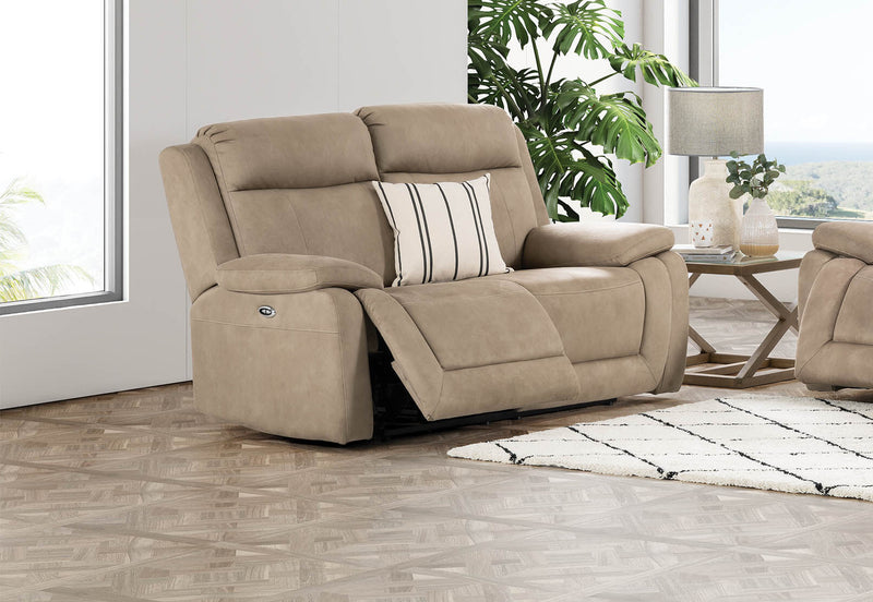 SAN MARCO FABRIC 2 SEATER SOFA WITH ELECTRIC RECLINERS STONE
