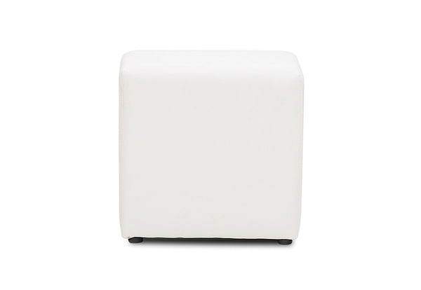 DOZE LEATHER-LOOK OTTOMAN WHITE