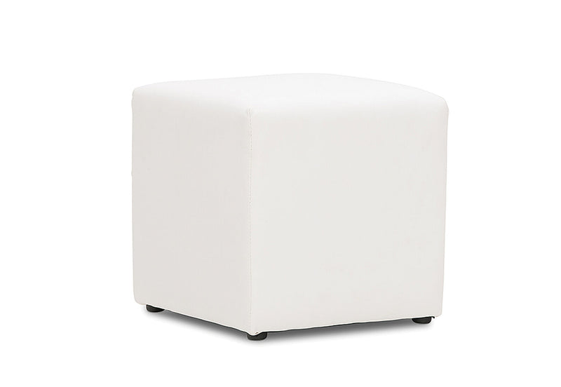 DOZE LEATHER-LOOK OTTOMAN WHITE