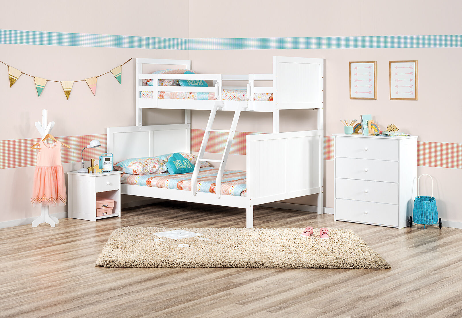CAPTAIN JACK SINGLE OVER DOUBLE BUNK BED WHITE
