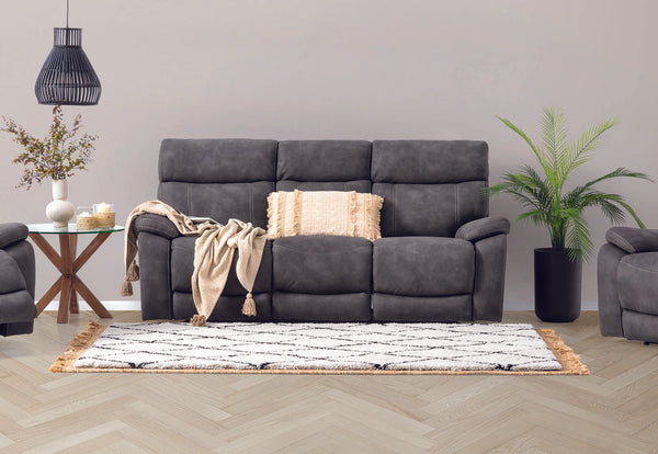 ALFRED FABRIC 3 SEATER WITH 2 INBUILT RECLINERS CHARCOAL