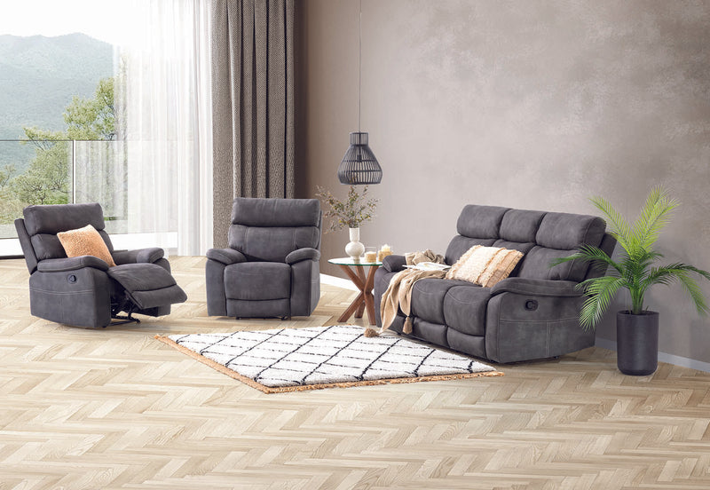 ALFRED FABRIC 3 SEATER WITH 2 INBUILT RECLINERS CHARCOAL