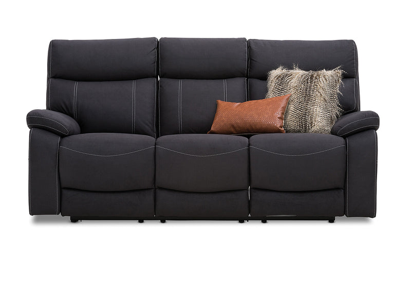 ALFRED FABRIC 3 SEATER WITH 2 INBUILT RECLINERS CHARCOAL