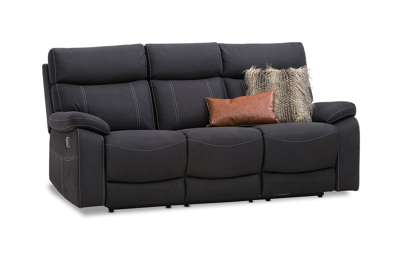 ALFRED FABRIC 3 SEATER WITH 2 INBUILT RECLINERS CHARCOAL
