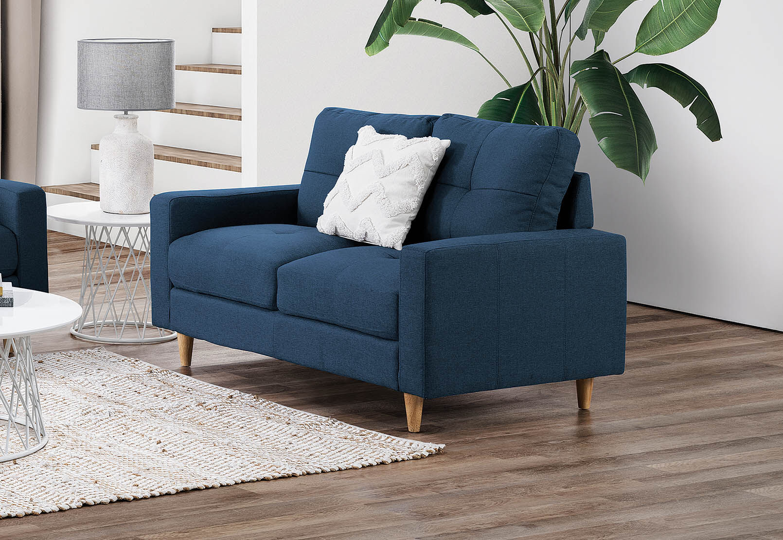 KELLER Fabric 2 Seater NAVY BLUE