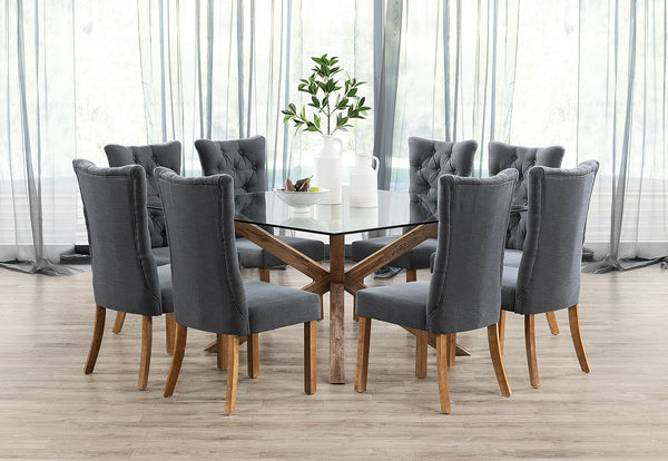 PROMENADE 9 PIECE DINING SUITE WITH NOTTINGHAM DINING CHAIRS CHARCOAL/PEWTER