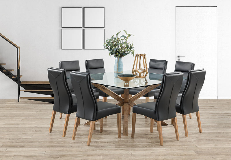 PROMENADE 9 PIECE DINING SUITE WITH ASHEVILLE DINING CHAIRS BLACK