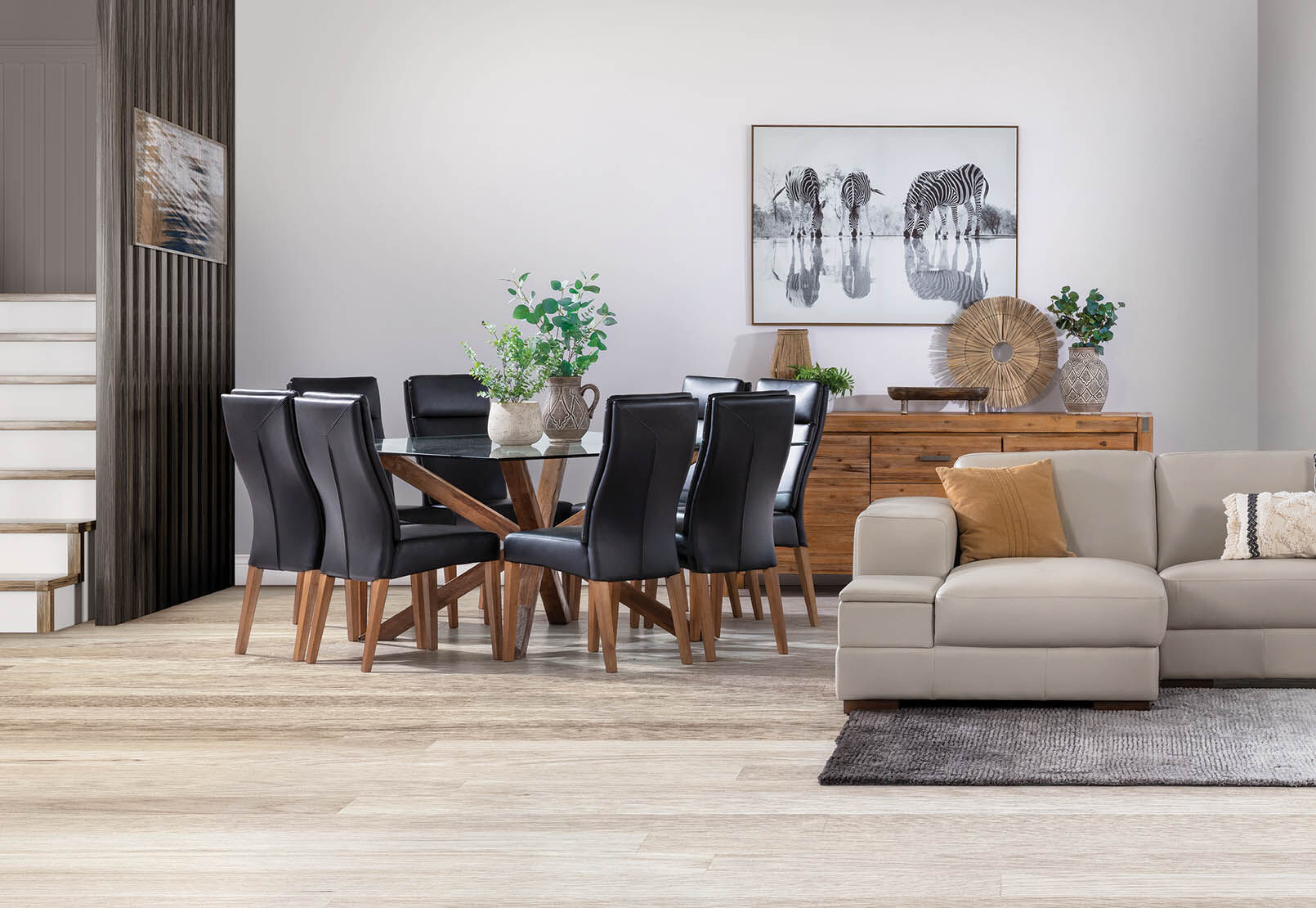 PROMENADE 9 PIECE DINING SUITE WITH ASHEVILLE DINING CHAIRS BLACK