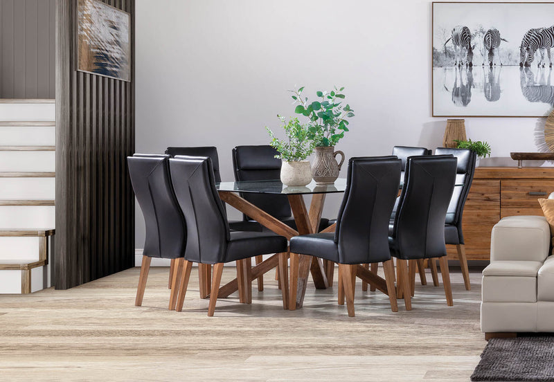 PROMENADE 9 PIECE DINING SUITE WITH ASHEVILLE DINING CHAIRS BLACK
