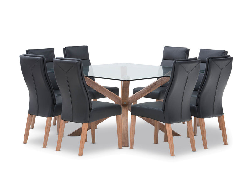 PROMENADE 9 PIECE DINING SUITE WITH ASHEVILLE DINING CHAIRS BLACK