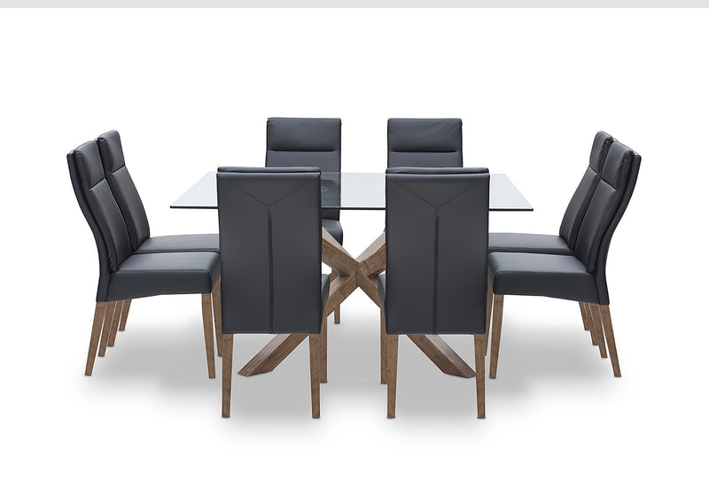 PROMENADE 9 PIECE DINING SUITE WITH ASHEVILLE DINING CHAIRS BLACK