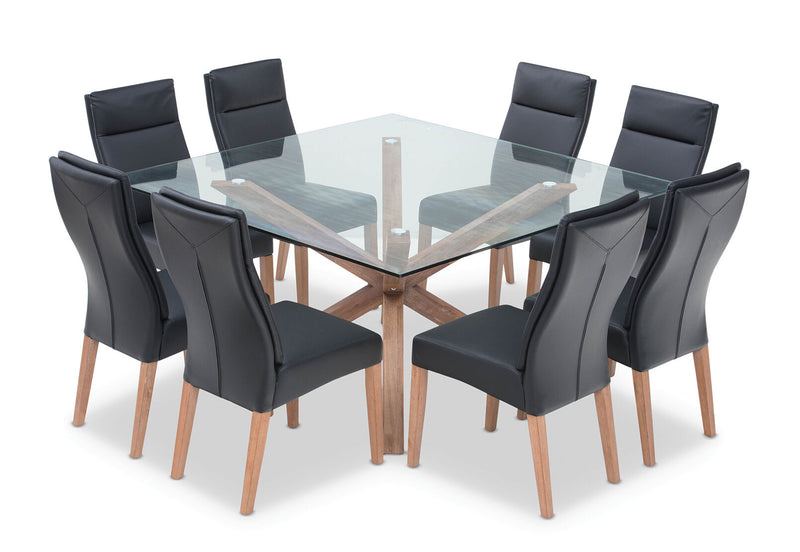 PROMENADE 9 PIECE DINING SUITE WITH ASHEVILLE DINING CHAIRS BLACK