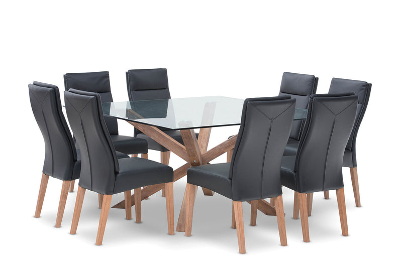 PROMENADE 9 PIECE DINING SUITE WITH ASHEVILLE DINING CHAIRS BLACK