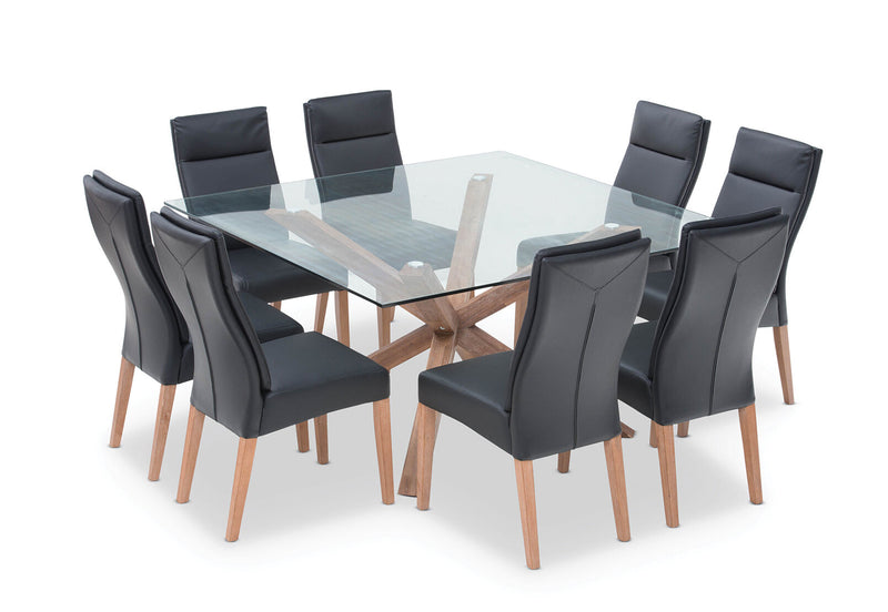PROMENADE 9 PIECE DINING SUITE WITH ASHEVILLE DINING CHAIRS BLACK