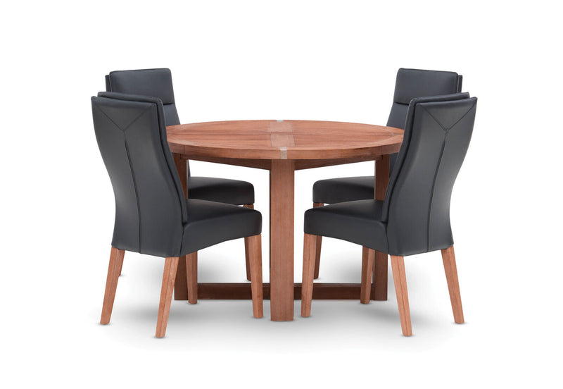 SILVERWOOD 5 PIECE DINING SUITE WITH ASHEVILLE DINING CHAIRS BLACK/PEWTER