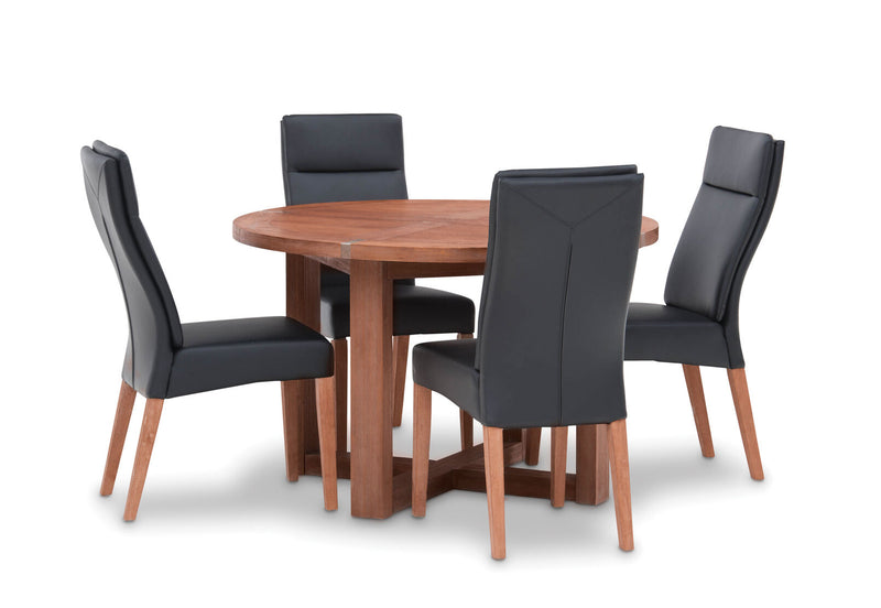 SILVERWOOD 5 PIECE DINING SUITE WITH ASHEVILLE DINING CHAIRS BLACK/PEWTER