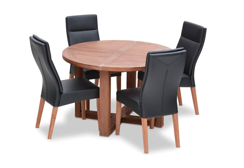 SILVERWOOD 5 PIECE DINING SUITE WITH ASHEVILLE DINING CHAIRS BLACK/PEWTER