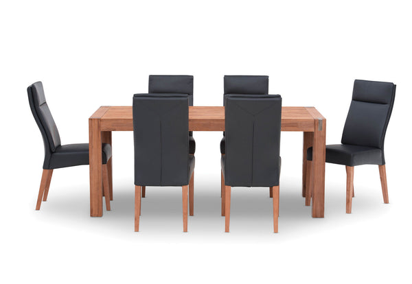 SILVERWOOD 7 PIECE DINING SUITE WITH ASHEVILLE CHAIRS  BLACK/PEWTER