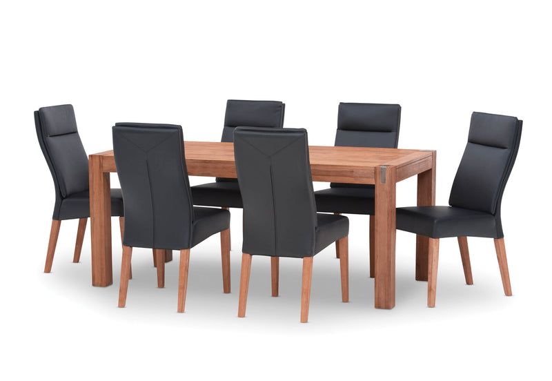 SILVERWOOD 7 PIECE DINING SUITE WITH ASHEVILLE CHAIRS  BLACK/PEWTER