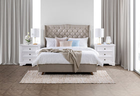 ARAGON FABRIC KING BED PEBBLE