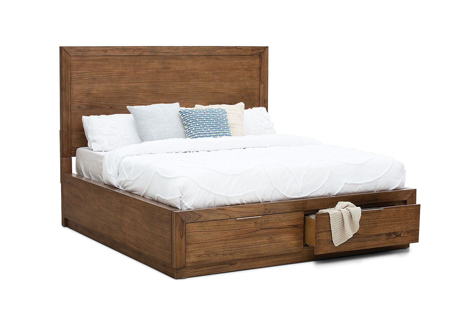 SORVINO QUEEN BED LIGHT WALNUT
