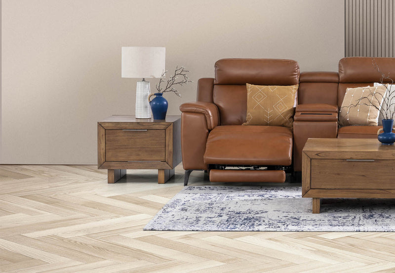 SORVINO 1 DRAWER LAMP TABLE LIGHT WALNUT