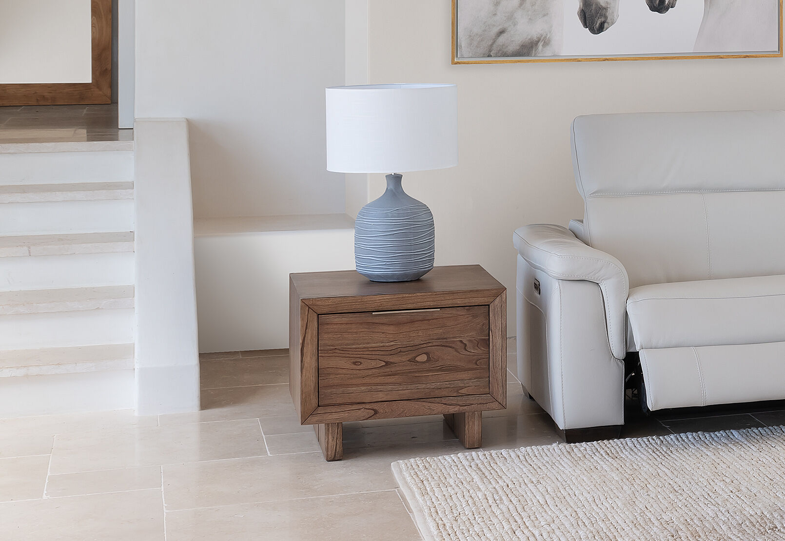 SORVINO 1 DRAWER LAMP TABLE LIGHT WALNUT