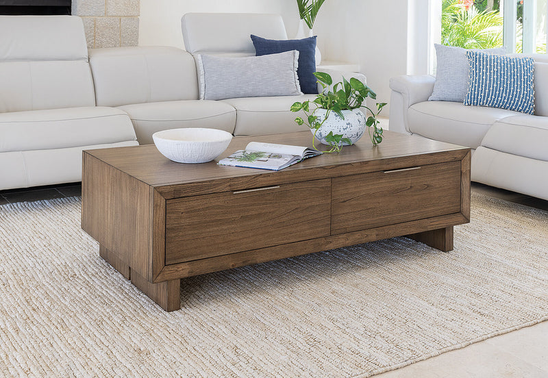 SORVINO 2 DRAWER COFFEE TABLE 	LIGHT WALNUT