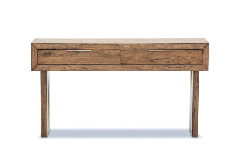 SORVINO 2 DRAWER SOFA TABLE LIGHT WALNUT